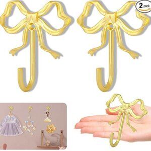 Gold Bow Wall Hooks (set of 2)
